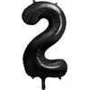 PartyDeco Folinis balionas "2" juodas, 86 cm