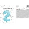 Party Deco PartyDeco Folinis balionas "2" melsvas, 86 cm