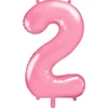 PartyDeco Folinis balionas "2" rožinis, 86 cm