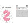 PartyDeco Folinis balionas "2" rožinis, 86 cm