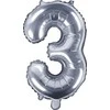 Party Deco Balionas folinis skaičius 3 sidabrinis 35cm
