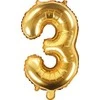 PartyDeco Folinis balionas "3" auksinis, 35 cm