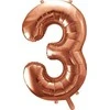 Party Deco PartyDeco Folinis balionas "3" rožinio aukso, 86 cm