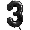 PartyDeco Folinis balionas "3" juodas, 86 cm