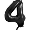 PartyDeco Folinis balionas "4" juodas, 86 cm