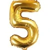 PartyDeco Folinis balionas "5" auksinis, 35 cm