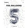 Party Deco Balionas folinis skaičius 5 sidabrinis 35cm