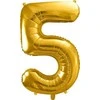 PartyDeco Folinis balionas "5" auksinis, 86 cm