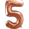 PartyDeco Folinis balionas "5" rožinio aukso, 86 cm