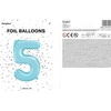 PartyDeco Folinis balionas "5" melsvas, 86 cm