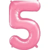 PartyDeco Folinis balionas "5" rožinis, 86 cm
