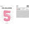 PartyDeco Folinis balionas "5" rožinis, 86 cm