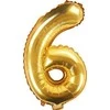 PartyDeco Folinis balionas "6" auksinis, 35 cm