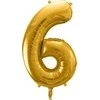 PartyDeco Folinis balionas "6" auksinis, 86 cm