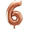 PartyDeco Folinis balionas "6" rožinio aukso, 86 cm