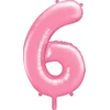 PartyDeco Folinis balionas "6" rožinis, 86 cm