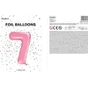 PartyDeco Folinis balionas "7" rožinis, 86 cm