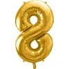 PartyDeco Folinis balionas "8" auksinis, 86 cm