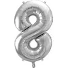 PartyDeco Balionas folinis skaičius 8 sidabrinis 86cm