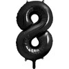 PartyDeco Folinis balionas "8" juodas, 86 cm