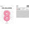 PartyDeco Folinis balionas "8" rožinis, 86 cm