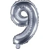 Party Deco Balionas folinis skaičius 9 sidabrinis 35cm