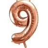 PartyDeco Folinis balionas "9" rožinio aukso, 86 cm