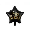 Party Deco PartyDeco Folinis balionas "Happy Birthday" 40cm juodas