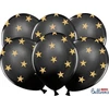 PartyDeco Balionai juodos spalvos "Žvaigždutės" 30cm 6 vnt
