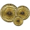 Party Deco Dekorai-rozetės PartyDeco Ø40-32-23cm/3vnt. aukso spalvos