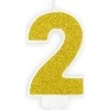 PartyDeco Gimtadienio žvakutė nr 2 auksinė blizganti 7cm