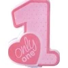 PartyDeco Gimtadienio žvakutė "Only One" rožinė 8cm