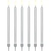 Party Deco Gimtadienio žvakutės sidabrinės 12 vnt 12.5cm