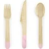 Party Deco Mediniai įrankiai komplektas rausvi 16cm po 6 vnt