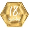 Party Deco Popierinės lėkštutės auksinės "18 gimtadienis" 6vnt