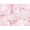 Party Deco Popierinės lėkštutės rožinės "Happy birthday" 6 vnt