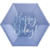 Party Deco Popierinės lėkštutės violetinės "Happy birthday" 6 vnt