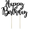 Party Deco Topper laimingas gimtadienis tortas, juoda, 22,5 cm universalus