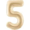 PartyDeco Balionas folinis skaičius 5 gelsvas matinis 72cm