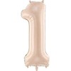 PartyDeco Folinis balionas skaičius 1, kreminis 72cm