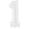 PartyDeco Balionas folinis skaičius 1 baltas 86cm