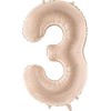 PartyDeco Folinis balionas skaičius 3, kreminis 72cm