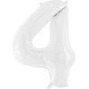 PartyDeco Balionas folinis skaičius 4 baltas 86cm