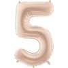 PartyDeco Folinis balionas skaičius 5, kreminis 72cm
