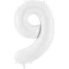 PartyDeco Balionas folinis skaičius 9 baltas 86cm
