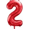 PartyDeco Folinis balionas "2" raudonas 86cm