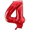 PartyDeco Folinis balionas "4" raudonas, 86 cm