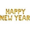 PartyDeco Foliniai balionai "HAPPY NEW YEAR" auksiniai, 35cm