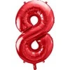 PartyDeco Folinis balionas "8" raudonas 86cm