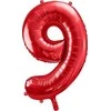 PartyDeco Folinis balionas "9" raudonas, 86 cm